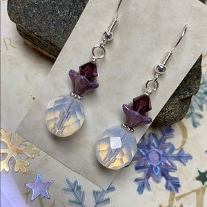 NWOT Chunky opalite & purple pineapple earrings